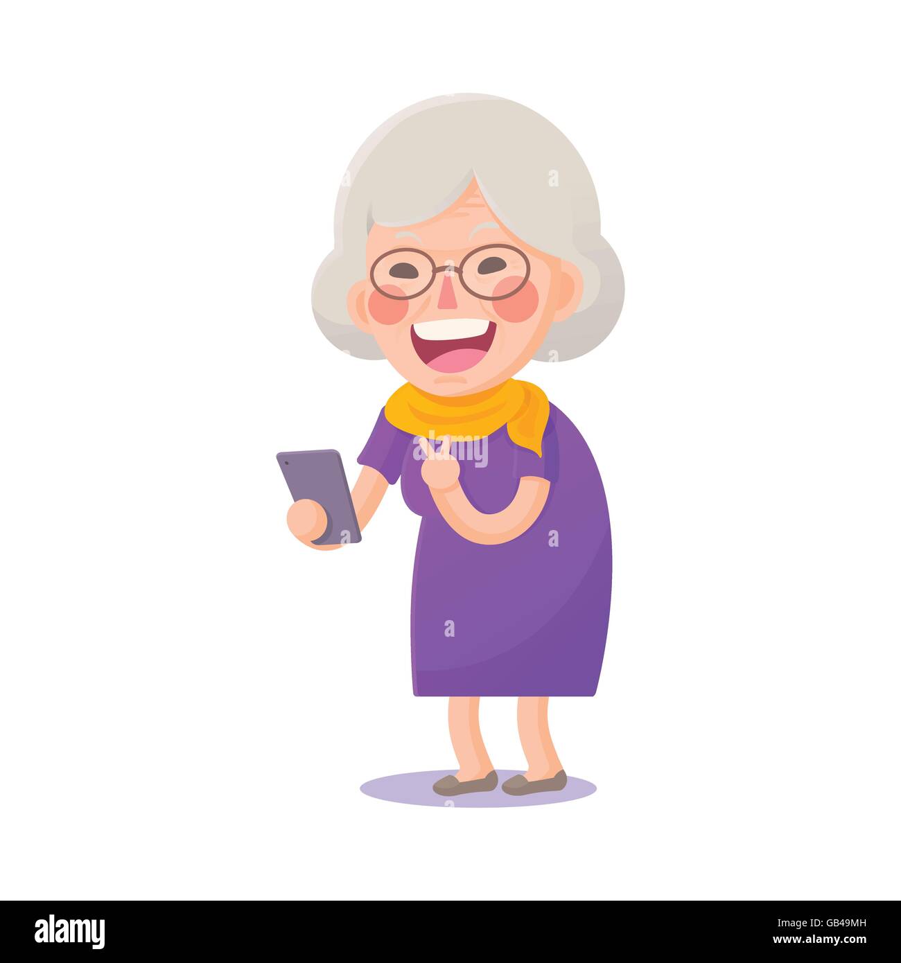 Vektor Illustration der glückliche Oma Selfie auf Smartphone isoliert