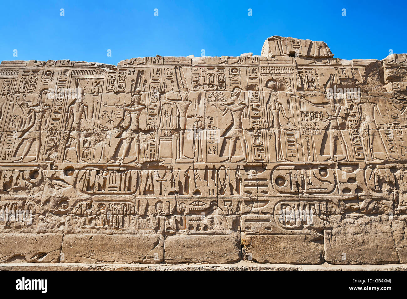 Basrelief in Karnak-Tempel, Karnak, Luxor, Ägypten Stockfoto