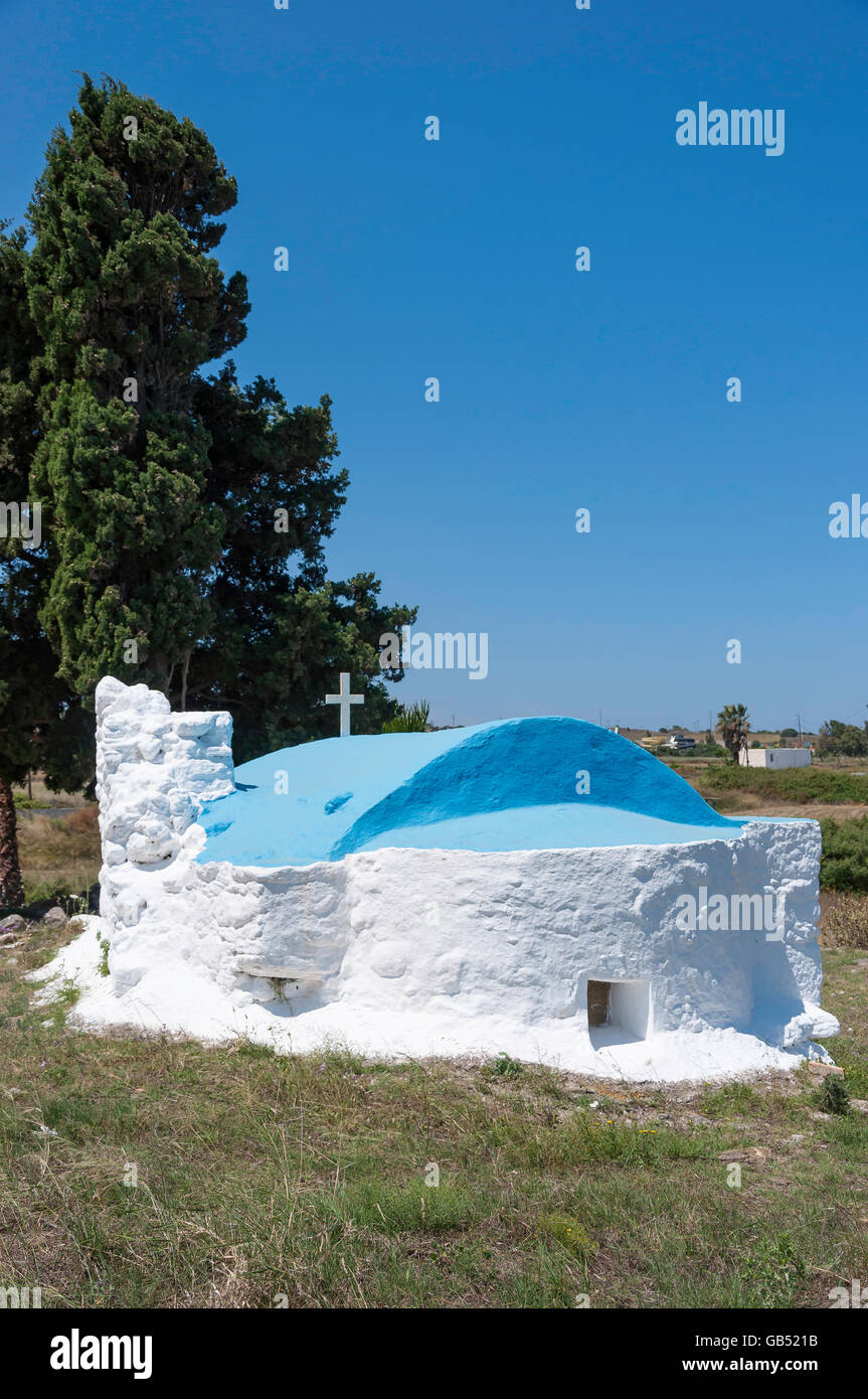 Kleine weiß getünchte Kirche in der Nähe von Mastihari, Kos (Cos), die Dodekanes, Süd Ägäis, Griechenland Stockfoto