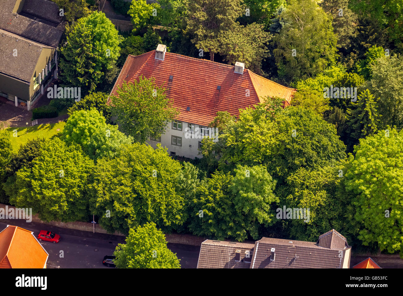 Luftaufnahme, Stadt Haus Schäferhoff, Werl, Werl-Unnaer Borde, Nord Rhein Westfalen, Deutschland, Europa, Luftaufnahme, Vögel-Augen Stockfoto