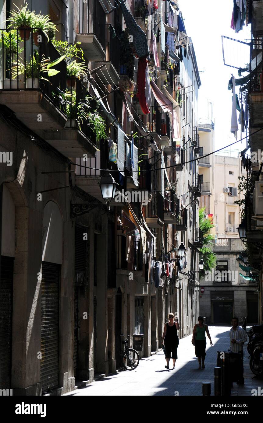 Reisestab - Barcelona - Spanien. Ein allgemeiner Blick auf die Straßen in Barcelona Stockfoto