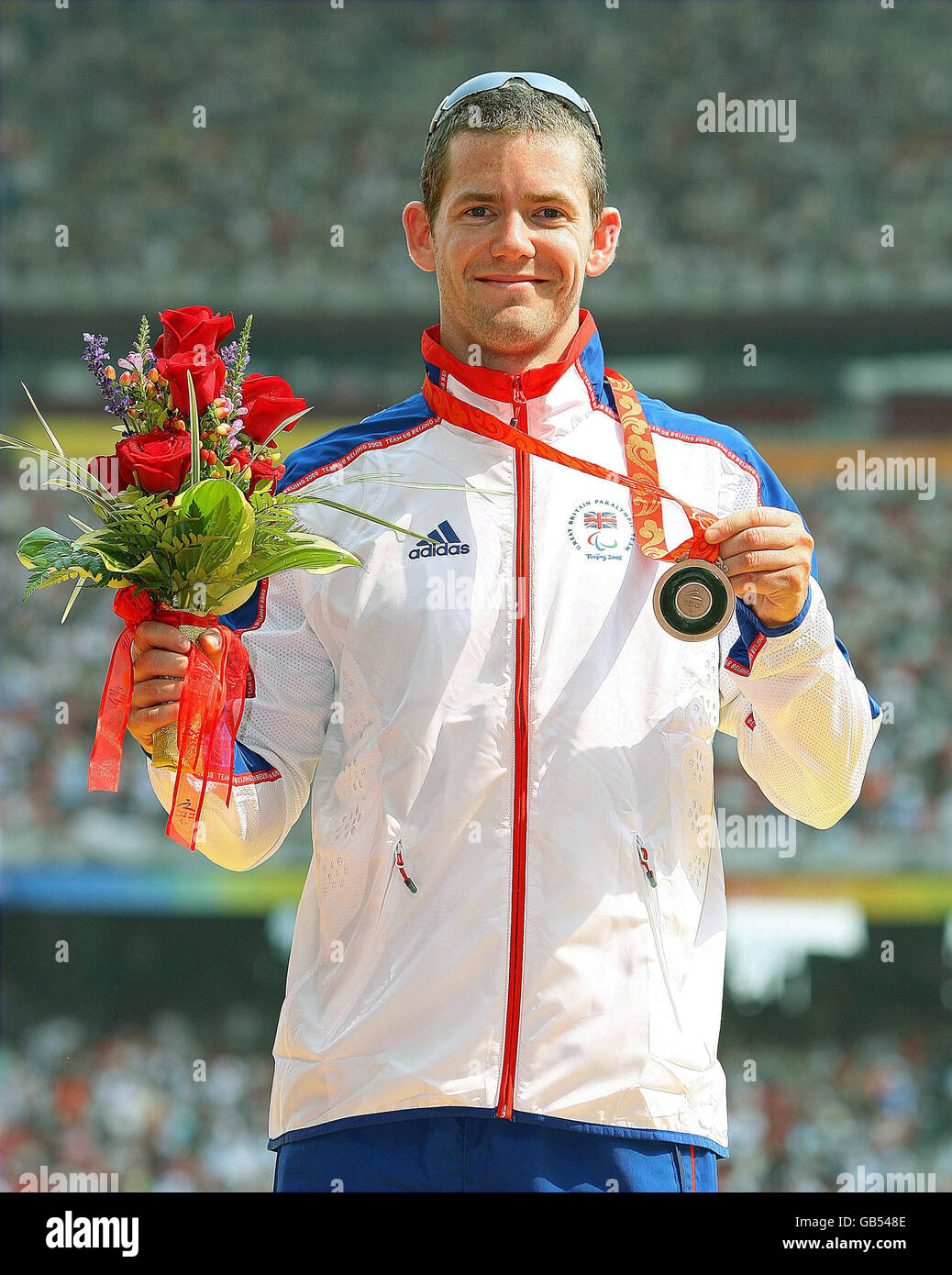 Großbritannien John McFall, der Bronze in der Männer 100M T42 Finale pic Games 2008, China gewonnen. Stockfoto