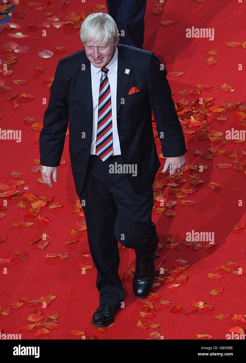 Paralympics - Pekinger Paralympics 2008 - Abschlussfeier. Der Londoner Bürgermeister Boris Johnson während der Abschlusszeremonie im Nationalstadion in Peking, China. Stockfoto