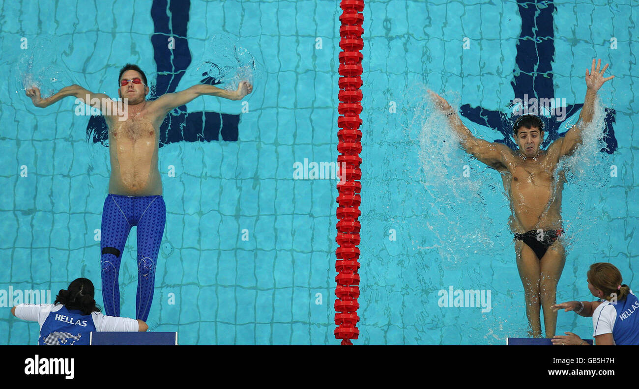 Paralympics - Paralympische Spiele In Peking 2008 - Tag Neun. Wettkämpfer während des 50 M S6 Finales der Männer im National Acquatic Center, Peking. Stockfoto