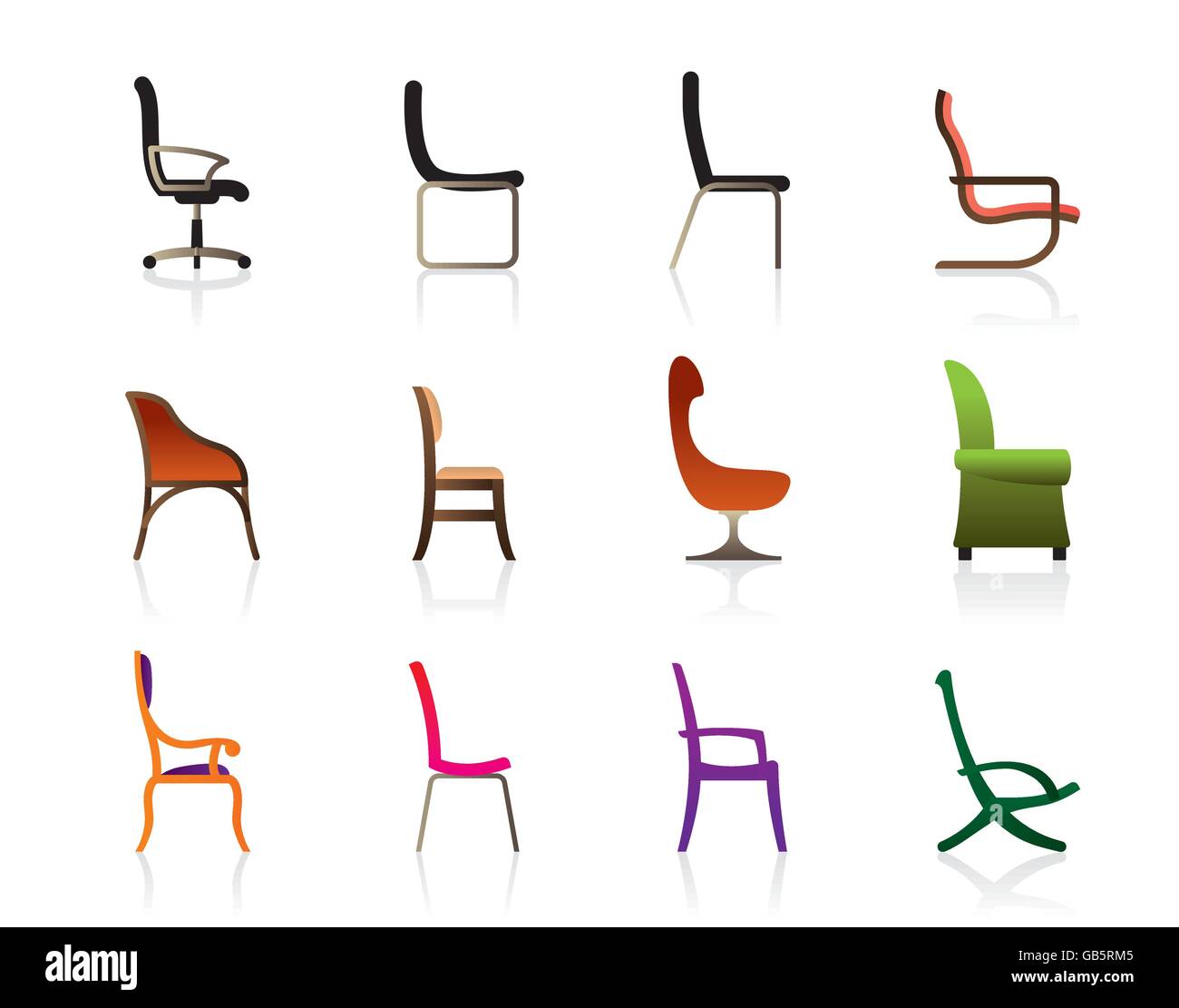 Luxus, Büro, innen- und Kunststoff-Stühle - Vektor-illustration Stock Vektor