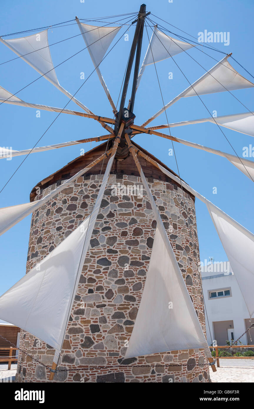 Die Windmühle in Antimachia, Antimachia, Kos (Cos), die Dodekanes, Region südliche Ägäis, Griechenland Stockfoto