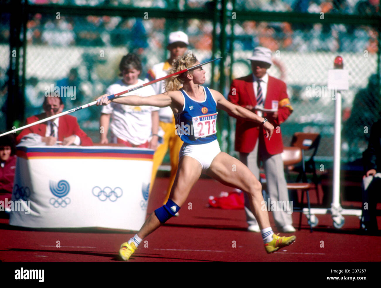 Leichtathletik - Olympische Spiele in Seoul - Javelin der Frauen. Beate Koch, Ostdeutschland Stockfoto