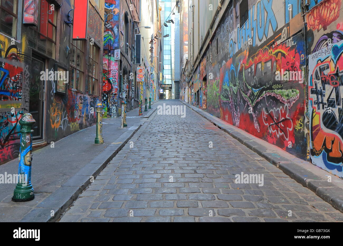 Graffiti Streetart in Hosier Lane Melbourne Australien Stockfoto