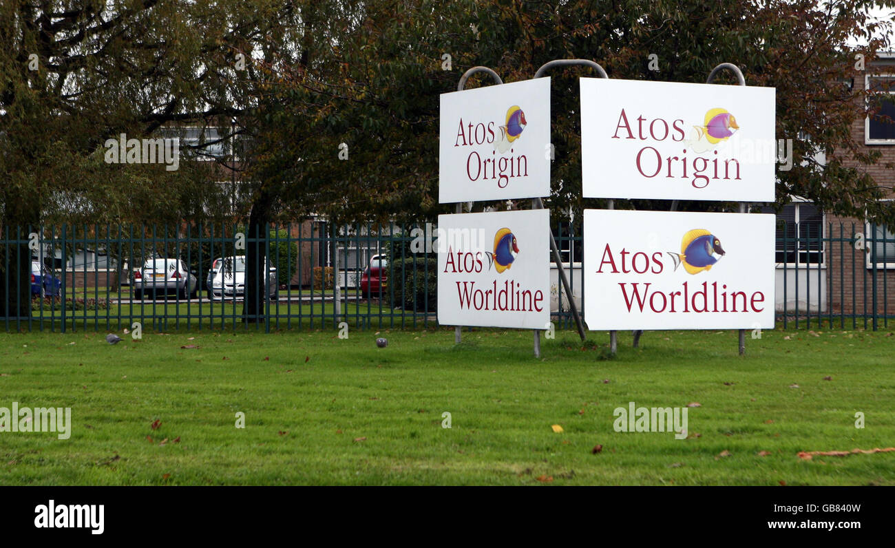 Regierungsdaten in Pub gefunden. Atos Origin in Cannock, Staffordshire. Stockfoto