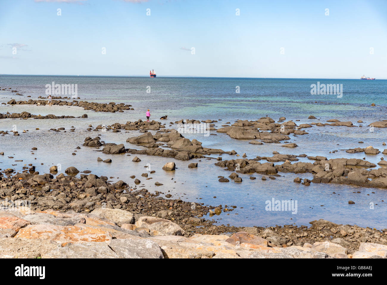 Rock Wellenbrecher am Williamstown, Victoria, Australien Stockfoto