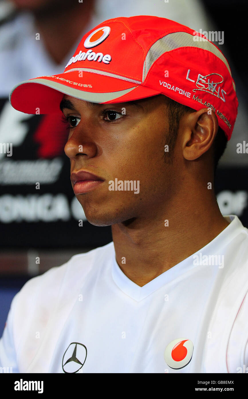 Formel 1 Motorsport - Großer Preis Von Europa - Valencia. McLaren Mercedes-Pilot Lewis Hamilton während einer Pressekonferenz zum Europa Grand Prix am Wochenende in Valencia, Spanien. Stockfoto