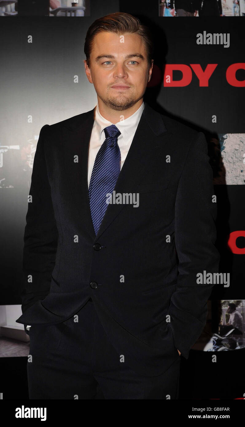 Leonardo DiCaprio, bei der britischen Filmpremiere von 'Body of Lies' im Vue West End im Zentrum von London. Stockfoto