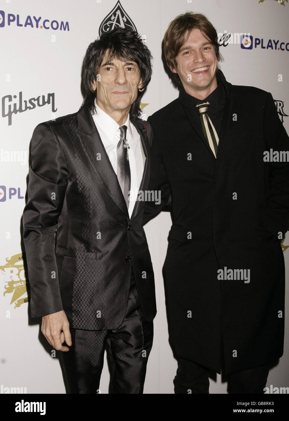 Ronnie Wood und sein Sohn Jesse Wood kommen bei den Classic Rock Roll of  Honor Awards im Park Lane Hotel im Zentrum von London an Stockfotografie -  Alamy