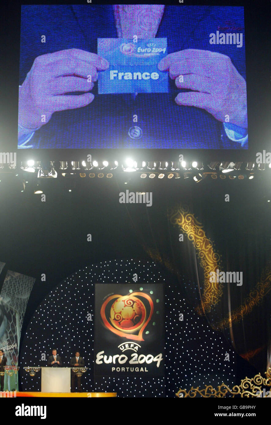 Frankreich wird herausgezogen und befindet sich in der Gruppe B, mit England, Kroatien und der Schweiz Stockfoto