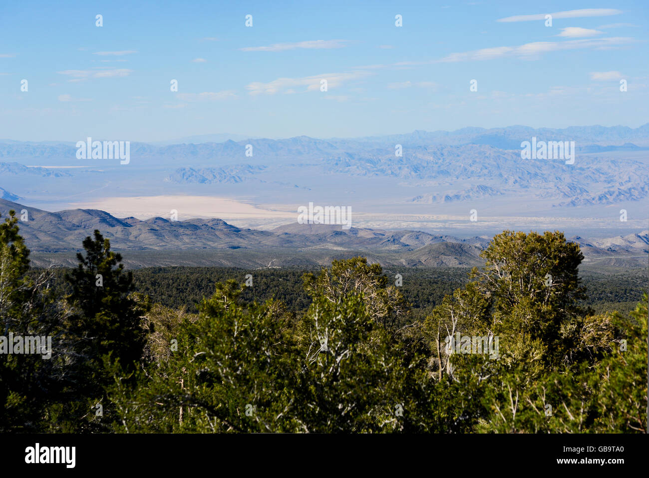 Blick hinunter den Berg in der Wüste von Nevada aus Mount Charleston Stockfoto