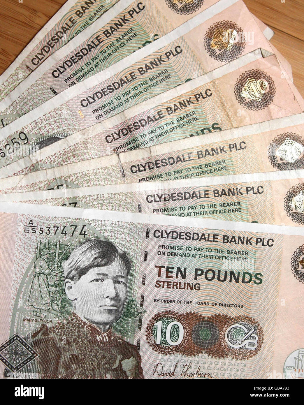 Geldbestand. Scottish Money Stock. Stockfoto