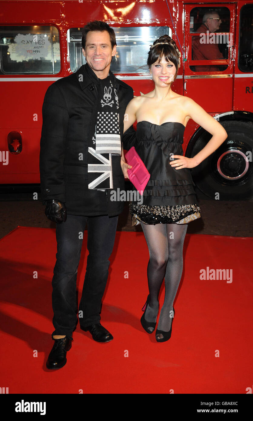 Jim Carrey und Zooey Deschanel kommen zur Premiere von 'Yes man' im Vue