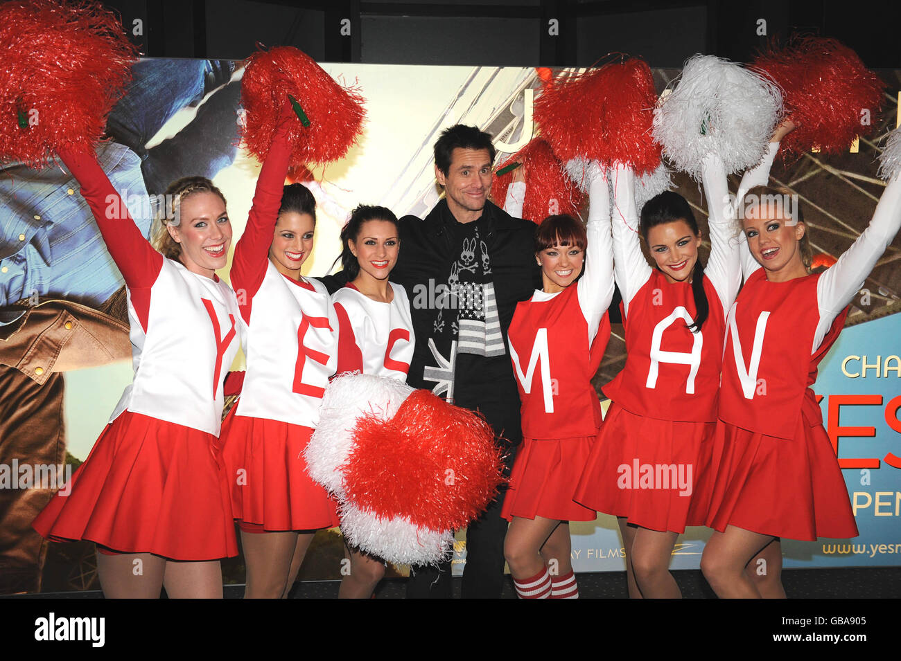 Yes Man Premiere - London. Jim Carrey kommt zur Premiere von „Yes man“ im Vue Cinema im Zentrum von London. Stockfoto