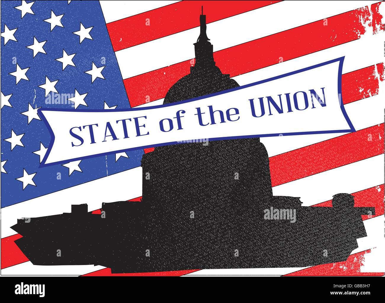 Washington-Symbol mit Starts und Streifen Hintergrund mit der Legende der Union Stock Vektor
