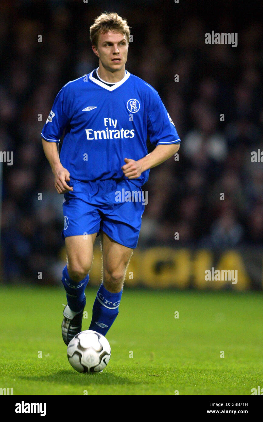 Fußball - FA Barclaycard Premiership - Fulham gegen Chelsea. Jesper Gronkjaer, Chelsea Stockfoto