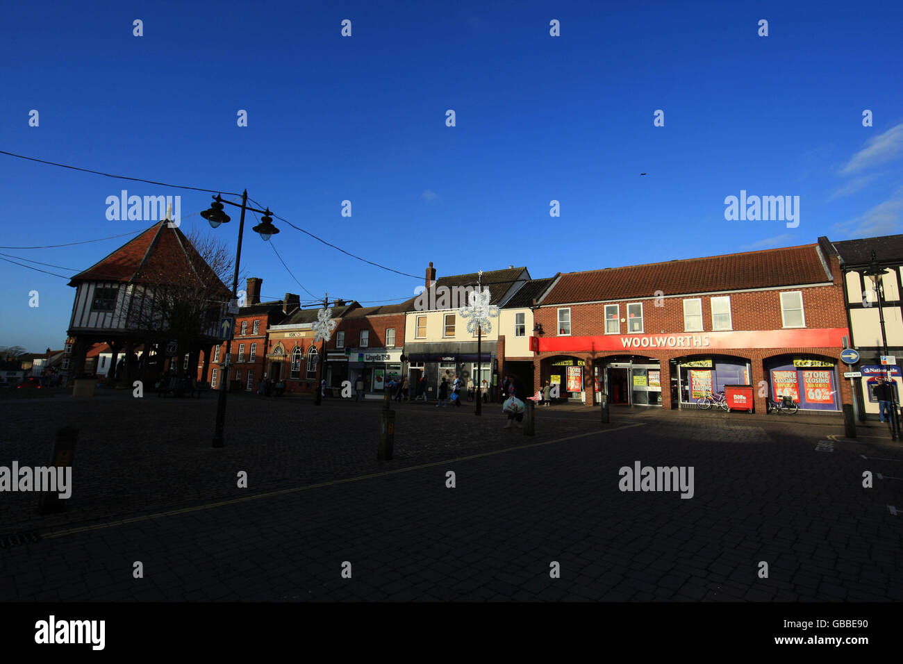 Ein Woolworths-Laden in Wynondham, Norfolk, der bald schließen wird. 7 Market Place, Wynongham, Norfolk, NR18 0AG Stockfoto