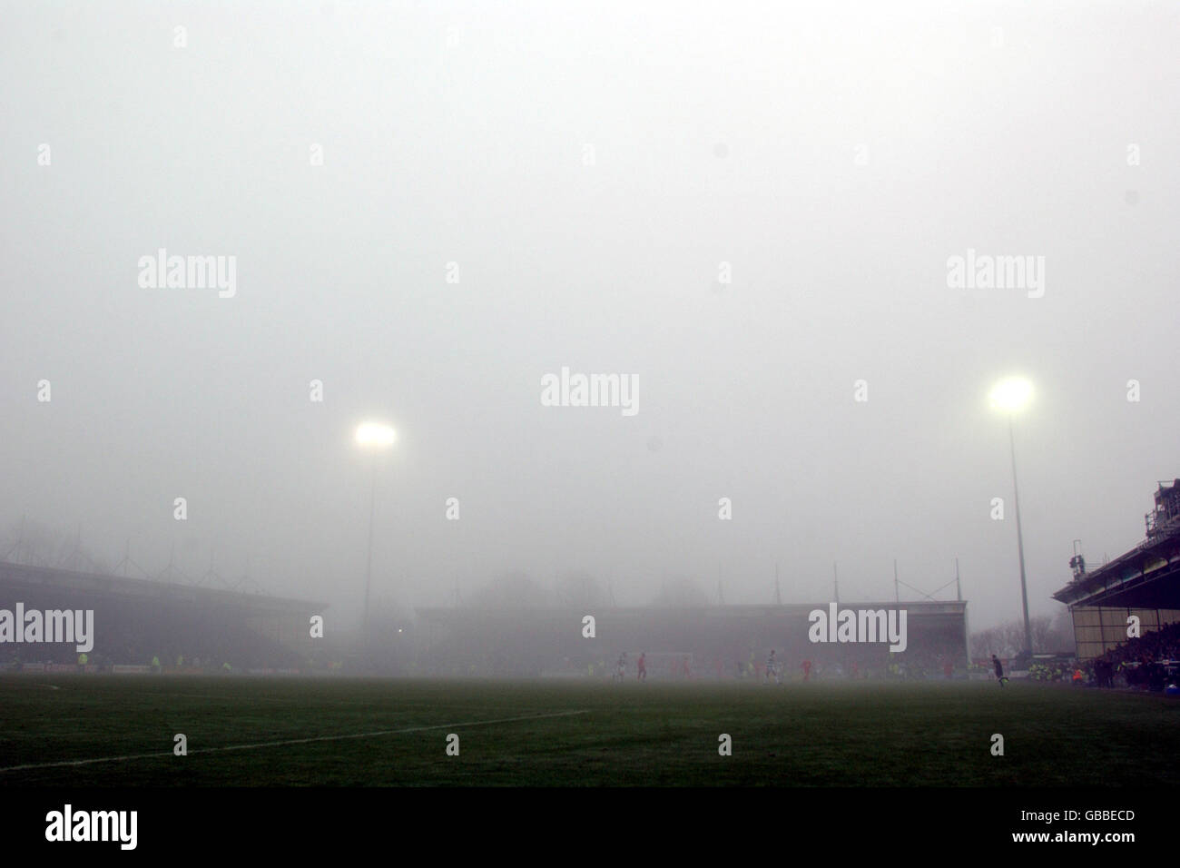 Fußball - AXA FA Cup - Dritte Runde - Yeovil Town gegen Liverpool. Ein allgemeiner Blick auf die Wetterbedingungen im Huish Park Stadium, Heimstadion der Yeovil Town Stockfoto