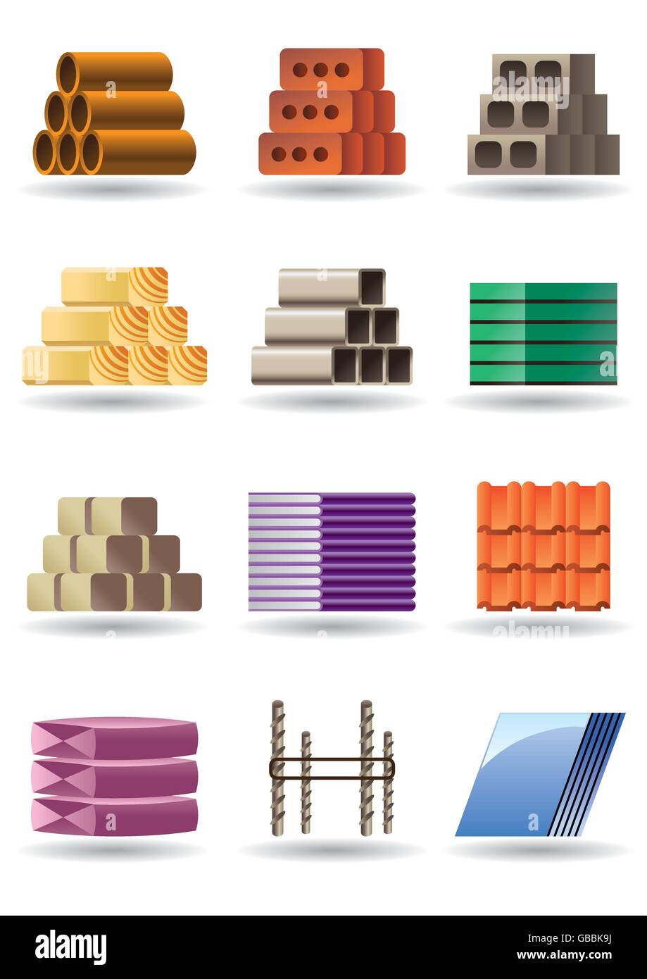 Gebäude und Konstruktionen Materialien - Vektor-illustration Stock Vektor