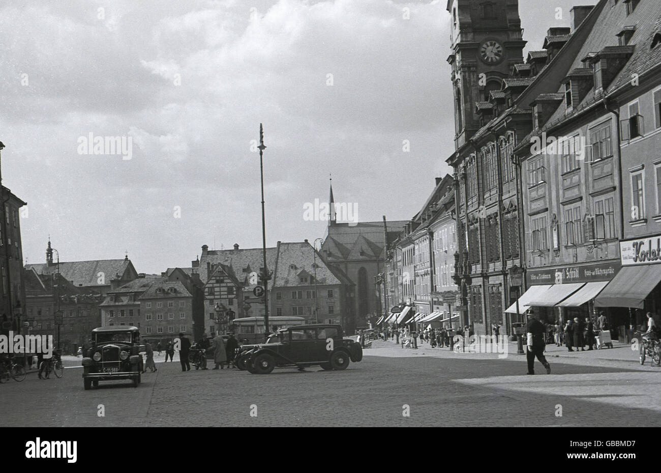 1930er Jahre, historisch, Pre-ww11 Blick auf die mittelalterliche Stadt Cheb (Eger) in der Region Karlovy aus dem damaligen Sudetenland in Interwar Tschechoslowakei. Stockfoto