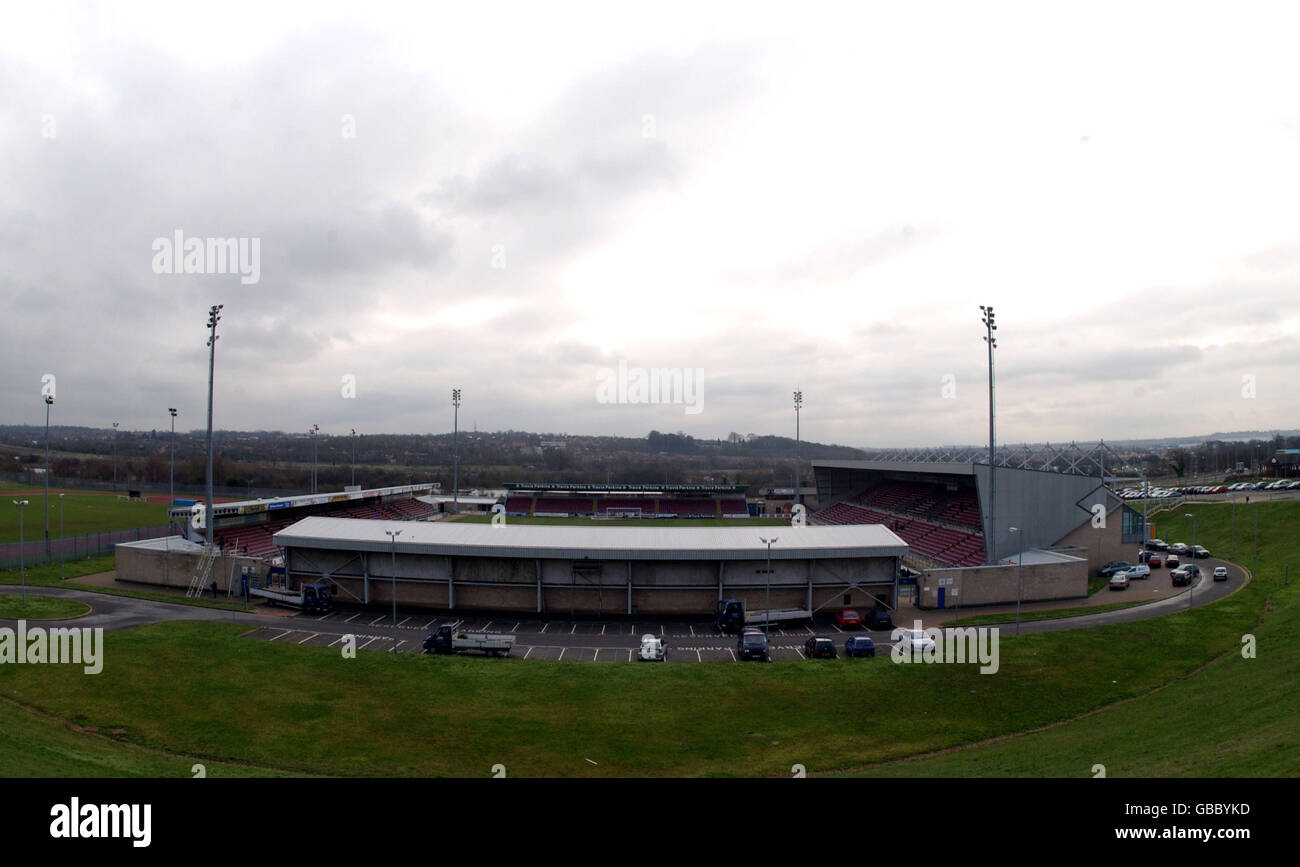 Fußball - AXA FA Cup - vierte Runde - Northampton Town / Manchester United - Northampton Town Press Day. Sixfields Stadium von Northampton Town Stockfoto