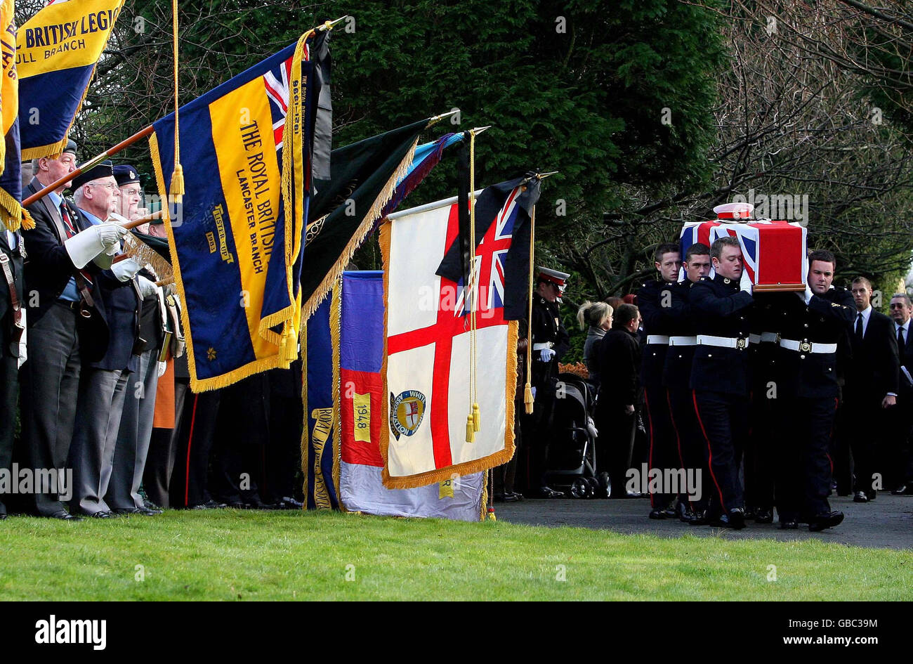 Corporal Liam Elms Beerdigung Stockfoto