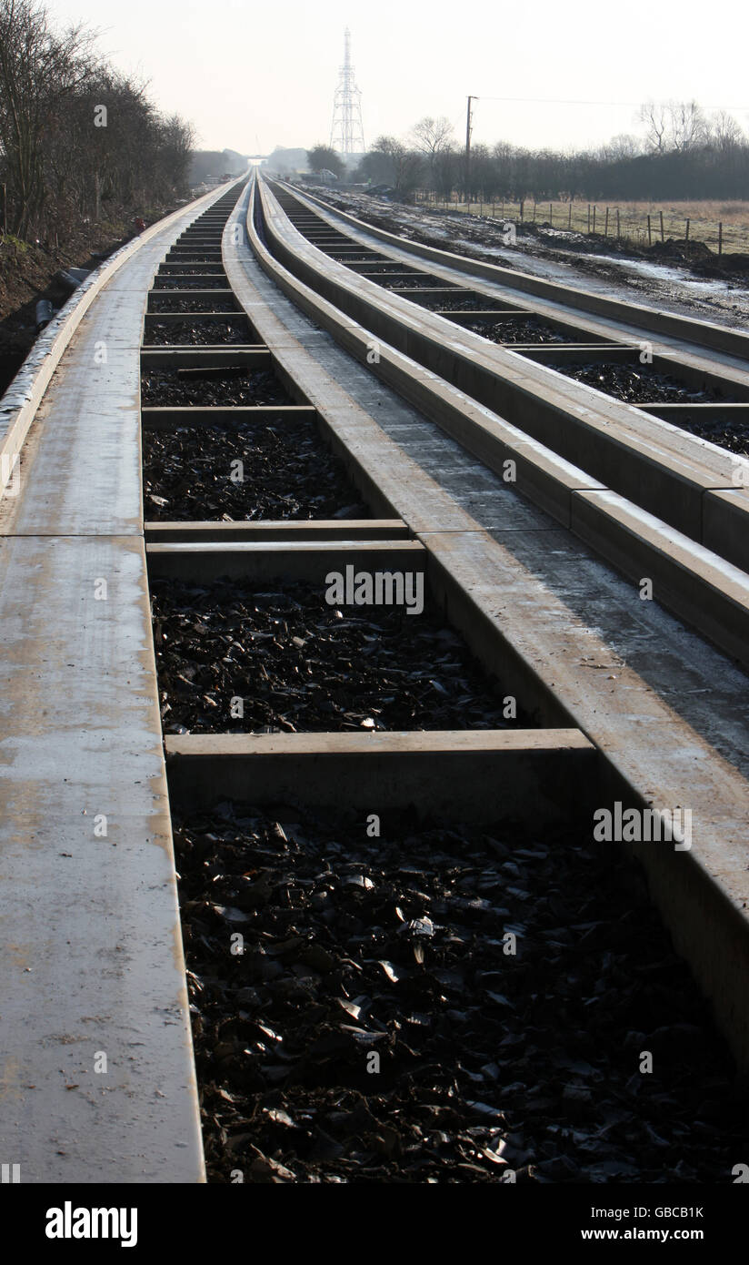 The Cambridge Guided Busway, Baustelle in Fen Drayton, Cambridgeshire. DRÜCKEN Sie VERBANDSFOTO. Bild Datum Dienstag 3. Februar 2009. Bildnachweis sollte Chris Radburn/PA Wire lesen. Stockfoto