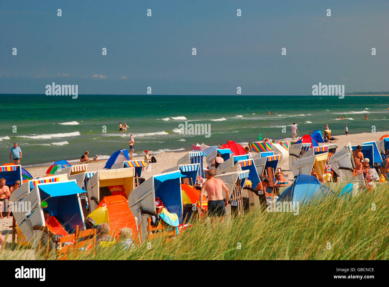 Ostsee, Strandkoerbe, Darß, Mecklenburg-Vorpommern, Deutschland Stockfoto