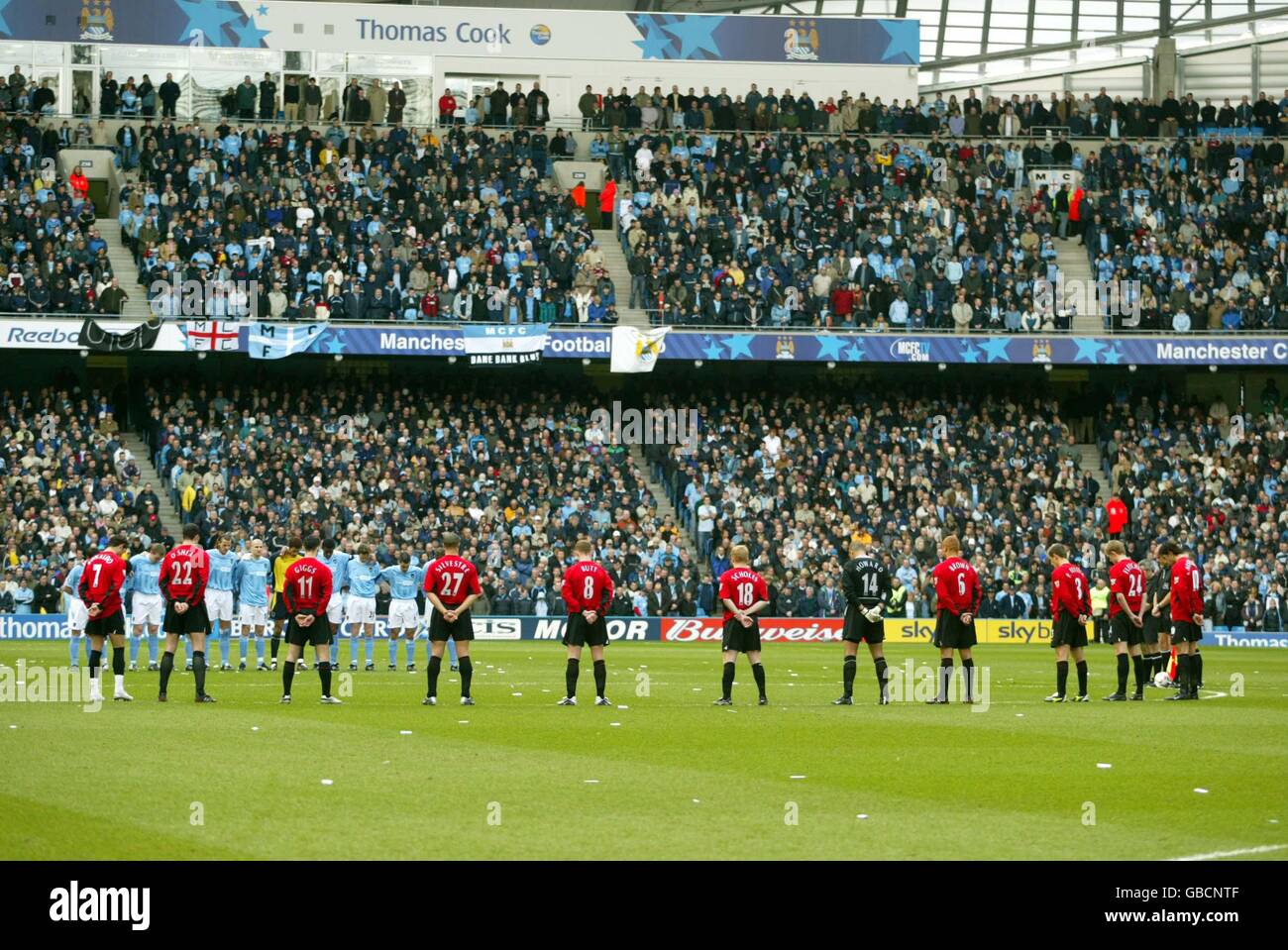 Fußball - FA Barclaycard Premiership - Manchester City gegen Manchester United Stockfoto