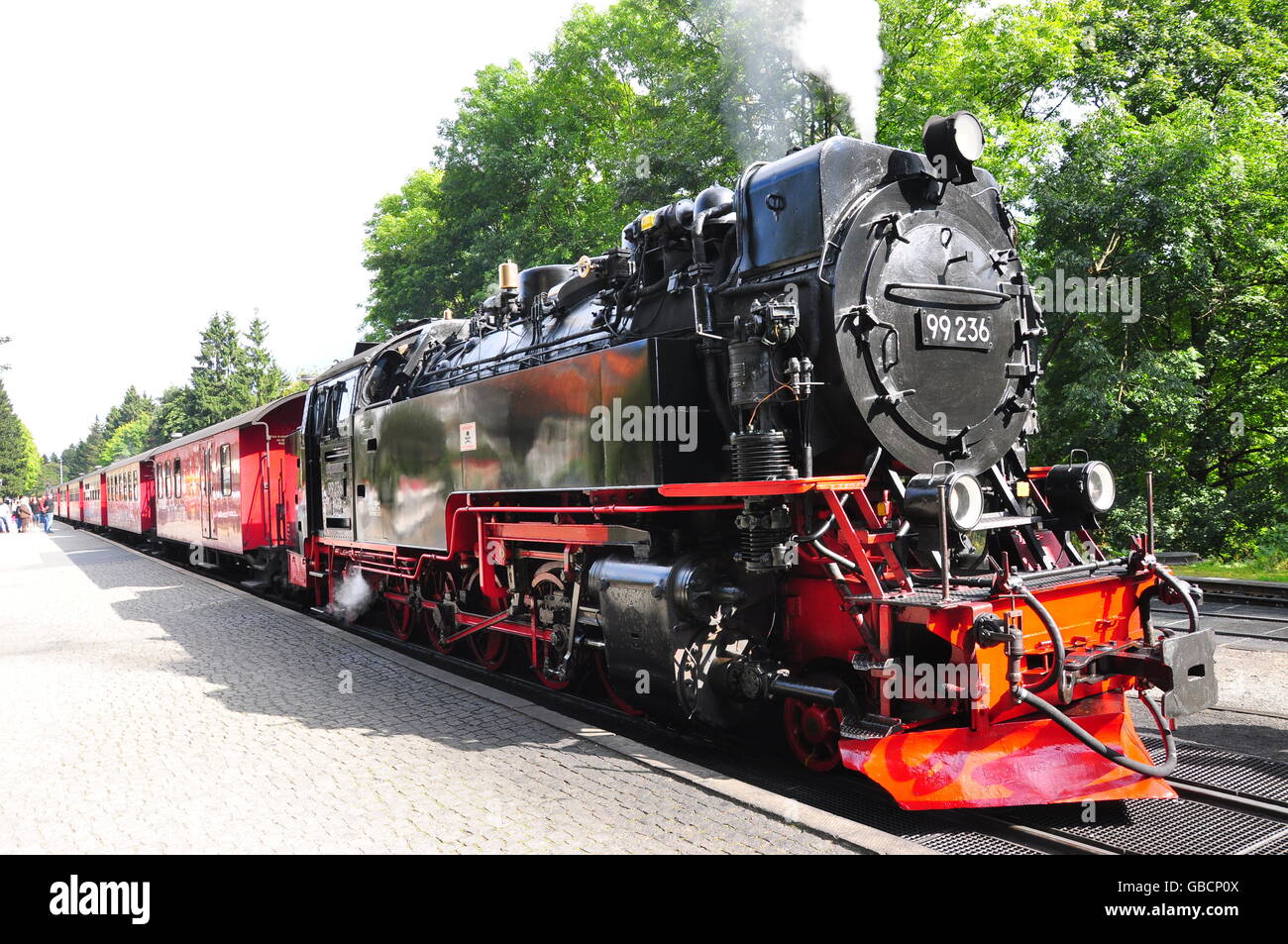 Dampfzug, Harzbahn, auch, Nostalgisch, HSB, Harzer, Bahnsteig, Sachsen-Anhalt, Deutschland Stockfoto
