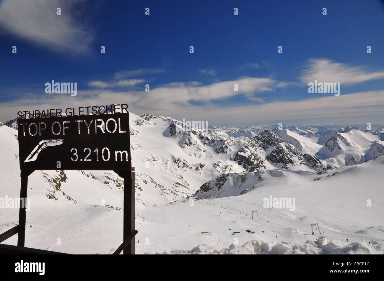 Stubaier Gletscher, Gletscherskigebiet, Wintersport, Alpengipfel, Alpenpanorama, Stubai, Tirol, Oesterreich Stockfoto