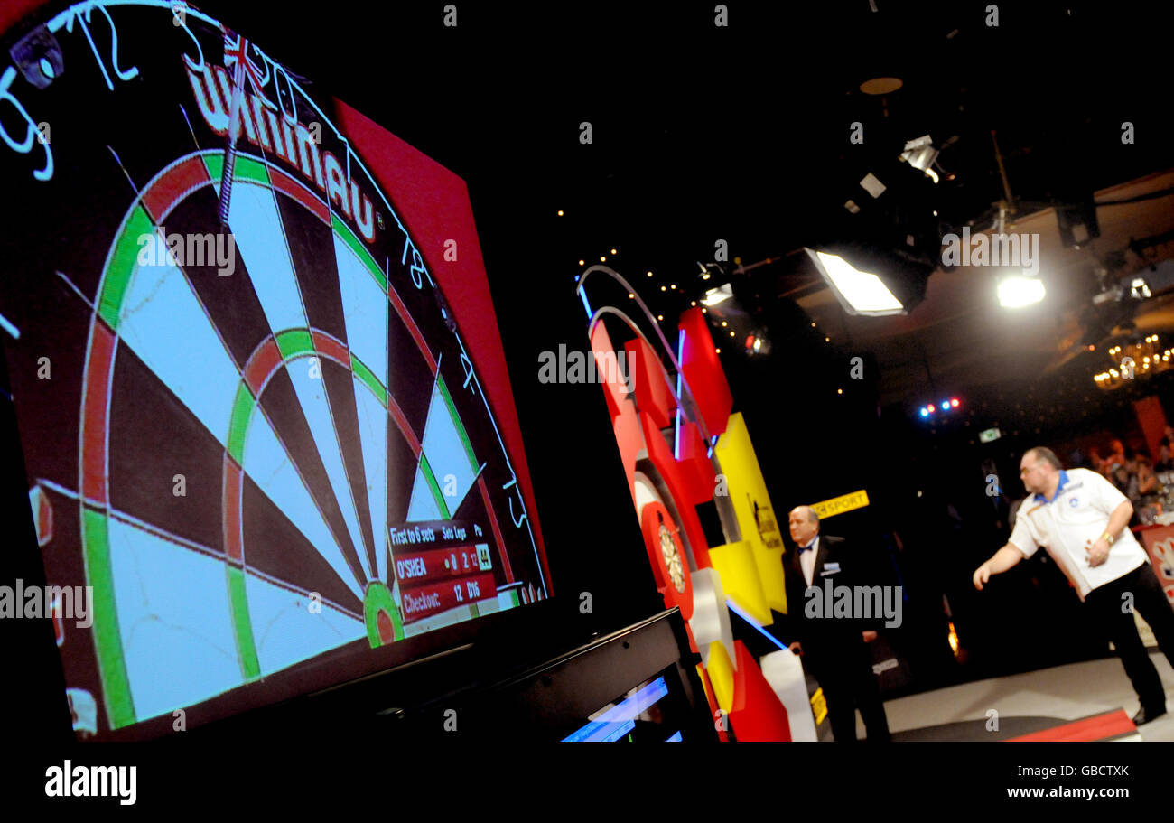 Tony O'Shea im Halbfinale der Welt 2009 Professional Darts Championship im Lakeside Center in Frimley Green Stockfoto