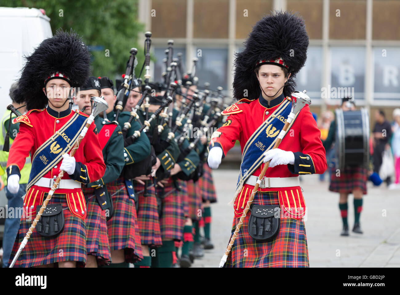 Knox Grammar School Pipe Band aus Sydney, Australien Stockfoto