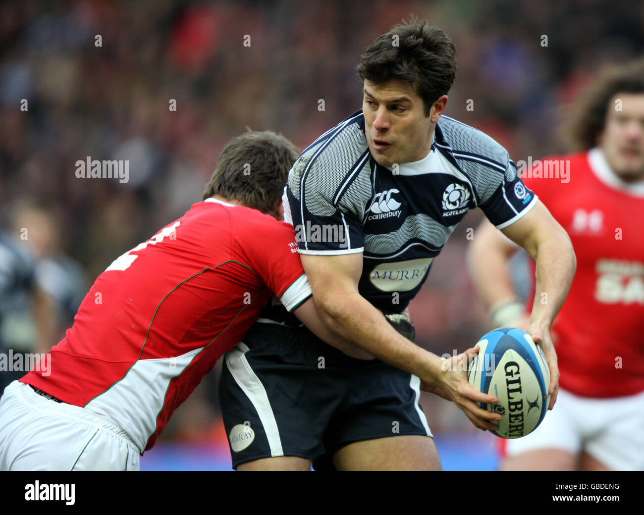 Rugby Union - RBS 6 Nations Championship 2009 - Schottland / Wales - Murrayfield. Hugo Southwell aus Schottland und Matthew Rees aus Wales Stockfoto