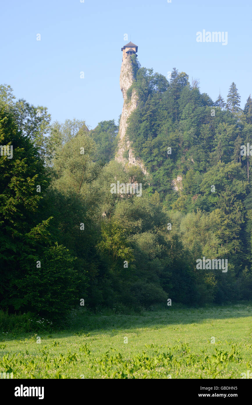 Mittelalterliche Burg hoch auf einem sehr schmalen Grat. Burg Orava, Oravský Podzámok, Region Žilina, Slowakei. Stockfoto
