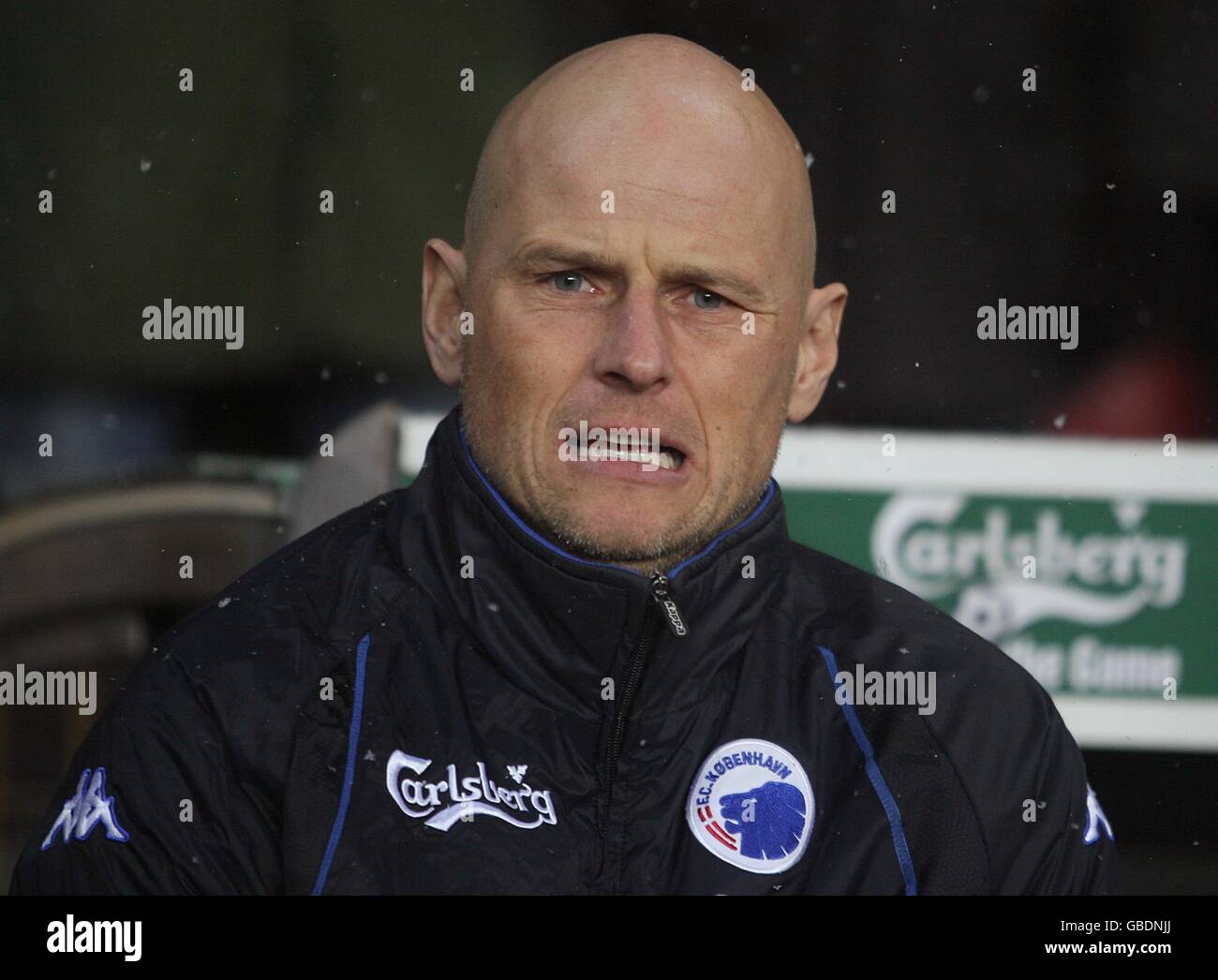 FC Copenhagen Manager Staale Solbakken vor dem Start. Stockfoto