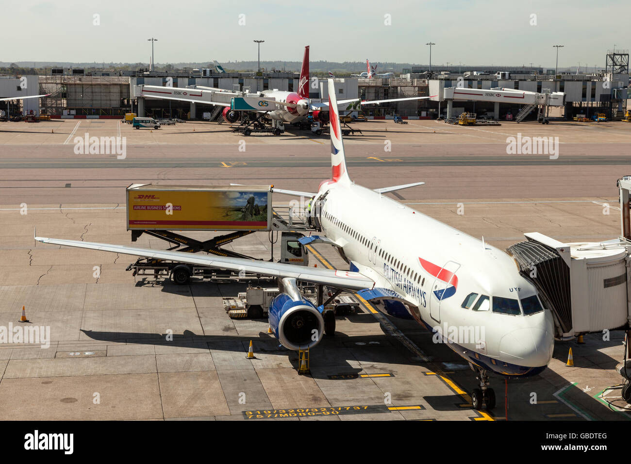 British Airways Flugzeuge auf dem Flughafen London Heathrow Stockfoto