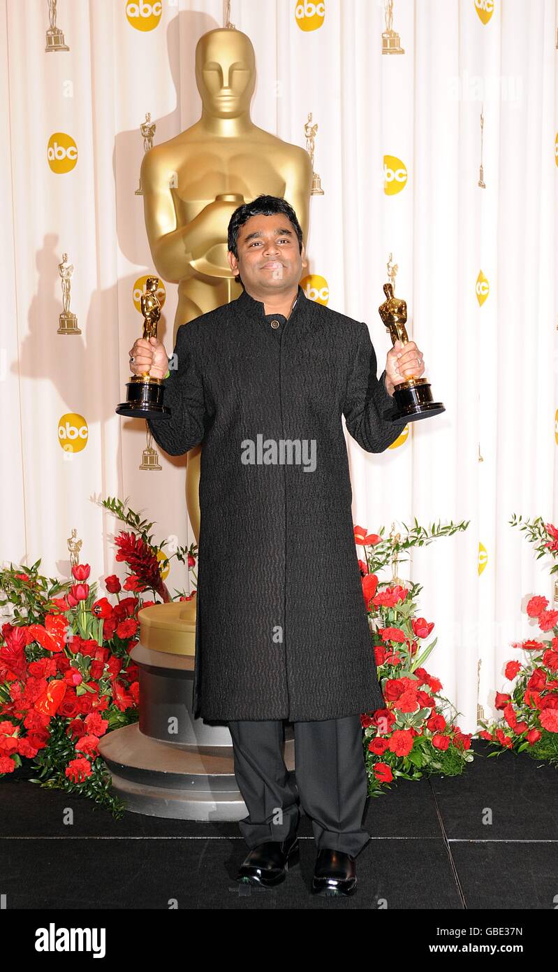 A.R. Rahman mit dem Achievement in Music Award (Original Score), ausgezeichnet für Jai Ho in Slumdog Millionaire, bei den 81. Academy Awards im Kodak Theater, Los Angeles. Stockfoto