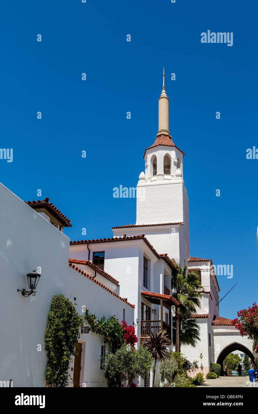 Kirche-Kirchturm auf alte Missionskirche in Santa Barbara Stockfoto