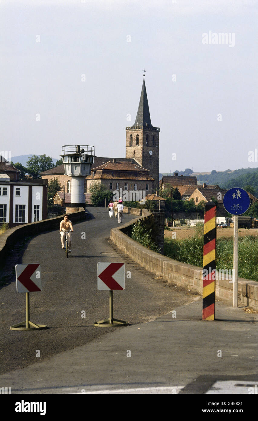 Geographie / Reisen, Deutschland, Ostdeutschland, ehemaliger Grenzübergang Vacha-Philippstal, Thüringen, um 1990, Zusatzrechte-Clearences-nicht vorhanden Stockfoto