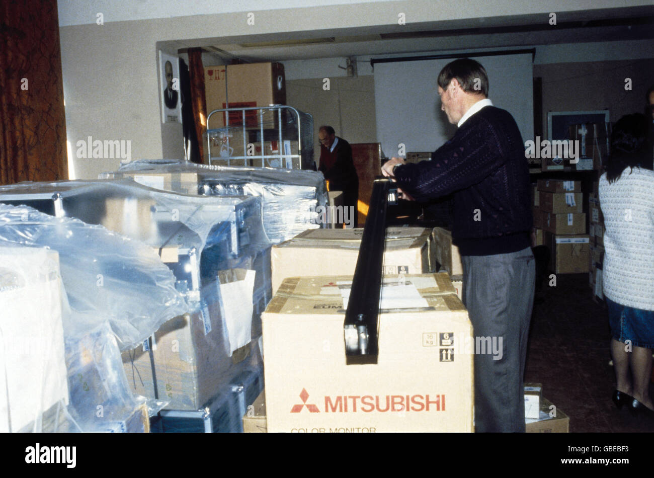 Medizin, medizinische Hilfsgüter nach Tschernobyl-Katastrophe, klinisches Strahlenzentrum, Kiew, Ukraine, April 1992, Zusatzrechte-Clearences-nicht vorhanden Stockfoto