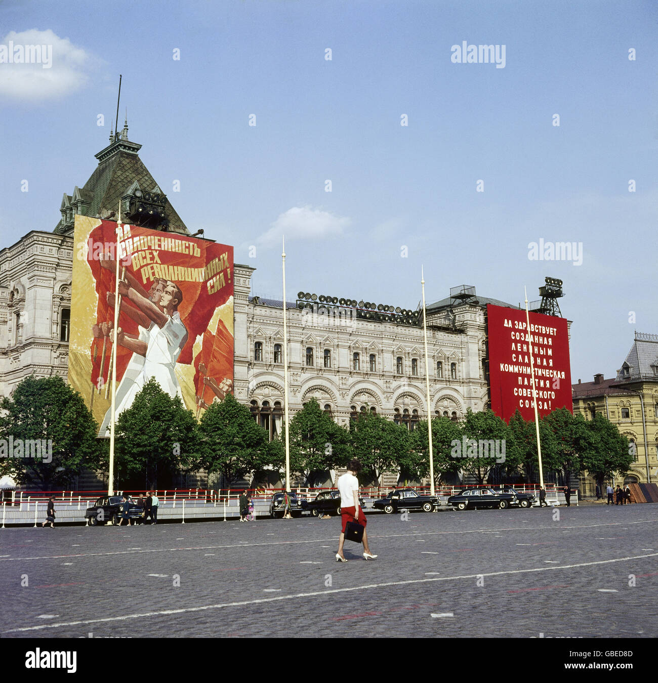 Geographie / Reisen, Russland (UdSSR), Moskau, Roter Platz, Vorbereitung auf eine politische Veranstaltung, 1960er Jahre, Additional-Rights-Clearences-not available Stockfoto