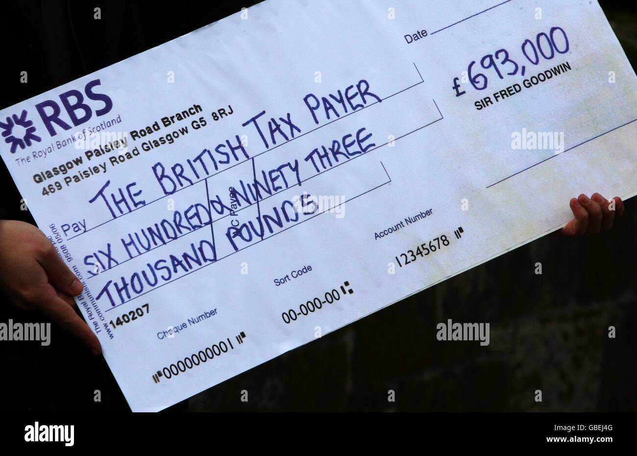 Ärger über Sir Fred Goodwin RBS Rente Stockfoto