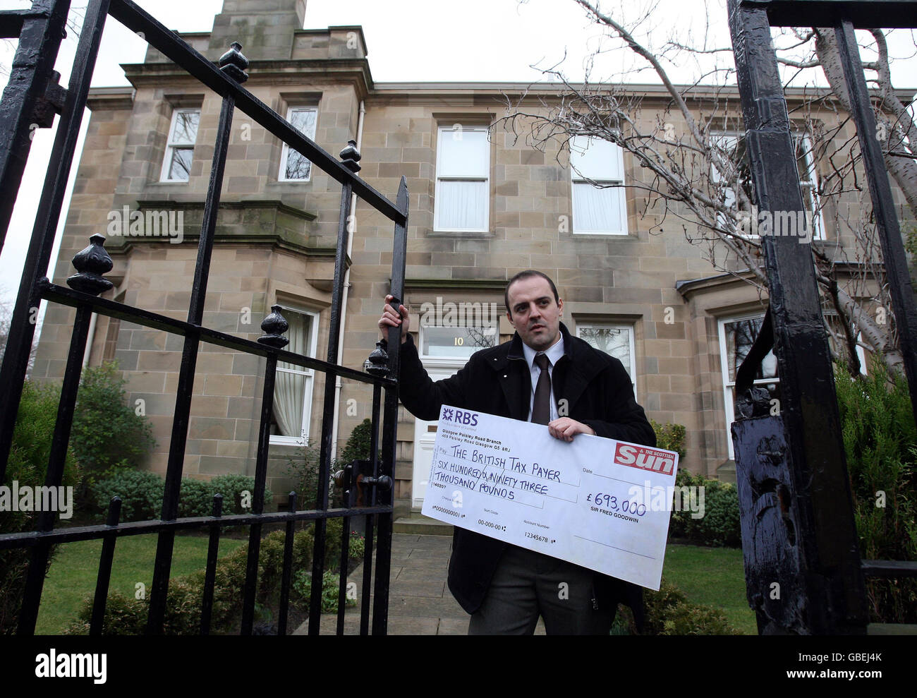 Ärger über Sir Fred Goodwin RBS Rente Stockfoto