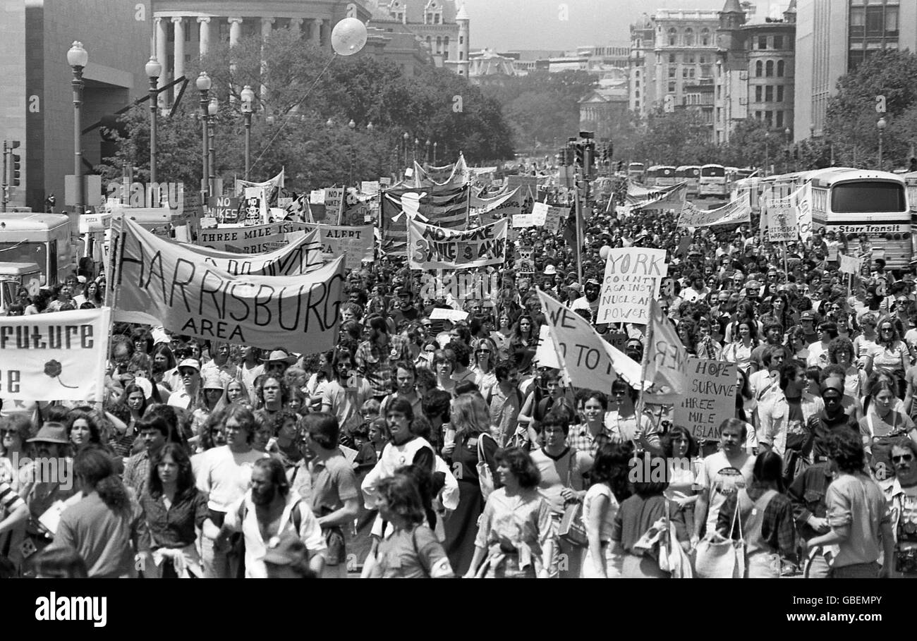 USA Washington DC Anti Nuclear Rallye auf Pennsylvania Ave und dem Capitol Grounds April 1979 Stockfoto