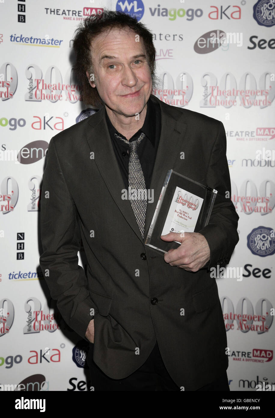 Ray Davies erhielt den Preis für die beste Off-West End-Produktion für Come Dancing bei der Theatergoer's Choice Awards Show und dem Konzert im Prince of Wales Theatre im Zentrum von London. Stockfoto